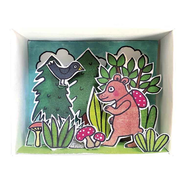 Streichholzschachtelwelt `Wald, Bär und Pilze` - Bastelset