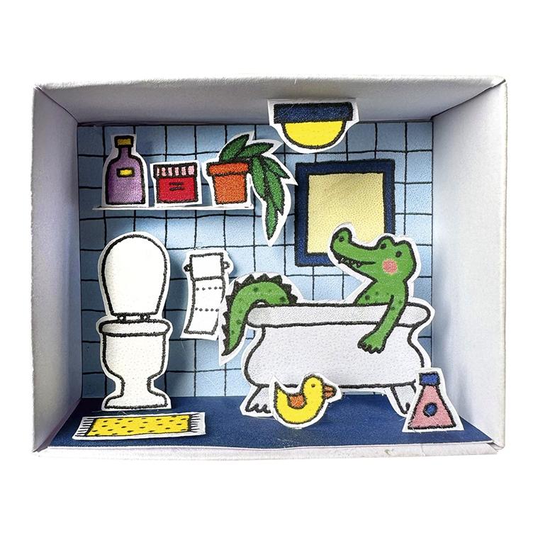 Streichholzschachtelwelt `Krokodil badet` - Bastelset