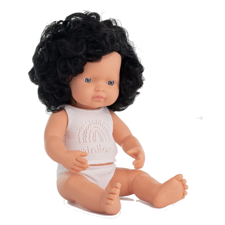 Puppe Mädchen mit dunklen Locken