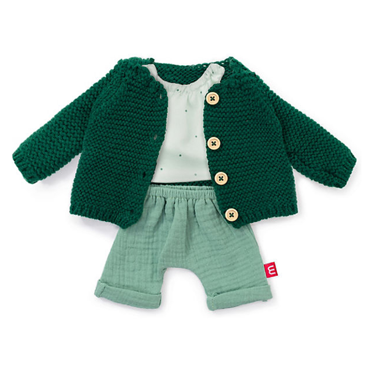 Puppenkleidung 'Wald' mit Hose, Shirt und Jäcklein