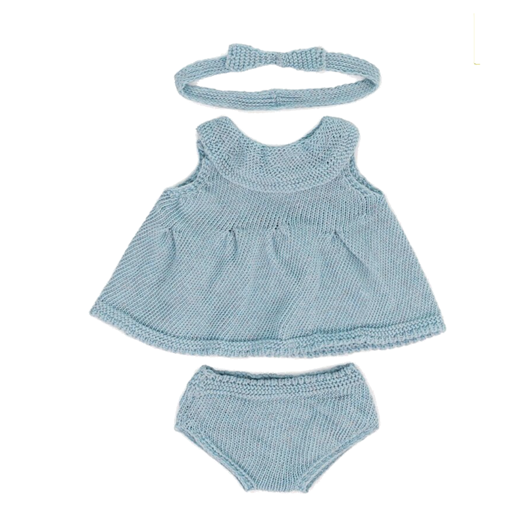 Puppenkleidung gestrickt Kleid mit Haarband