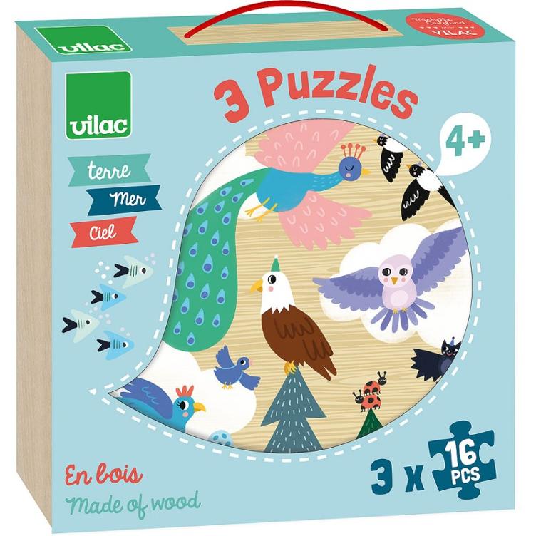 Holzpuzzle-Set Im Koffer „Erde, Meer & Himmel“