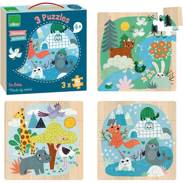 Holzpuzzle-Set im Koffer: Verschiedene Tiere der Welt - 3