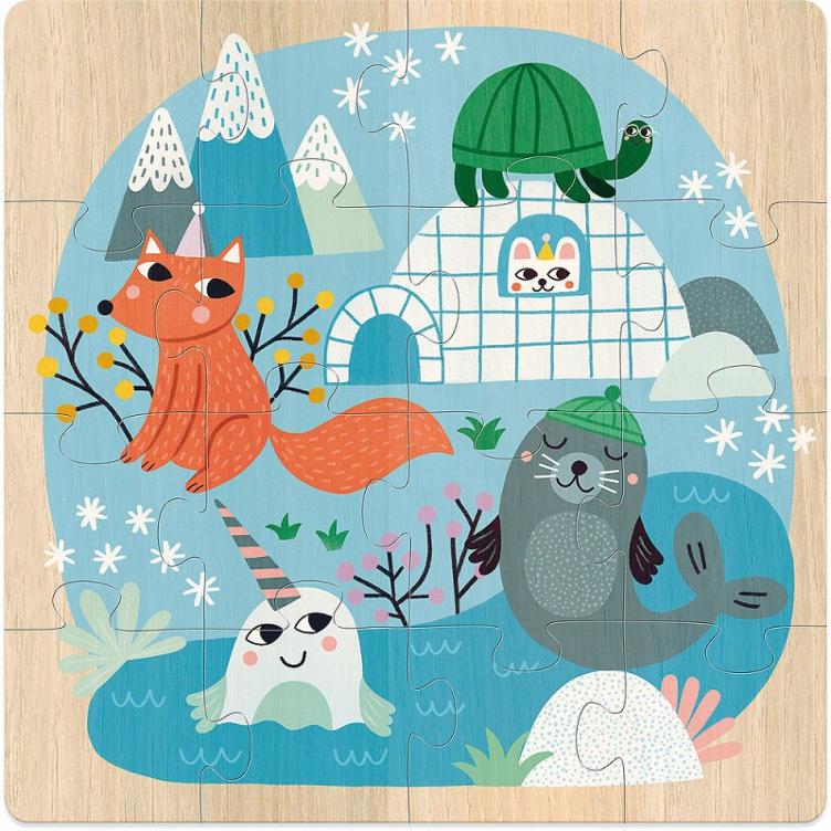 Holzpuzzle-Set im Koffer: Verschiedene Tiere der Welt - 0
