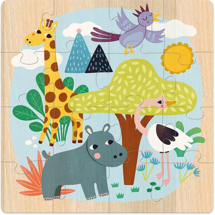 Holzpuzzle-Set im Koffer: Verschiedene Tiere der Welt - 1