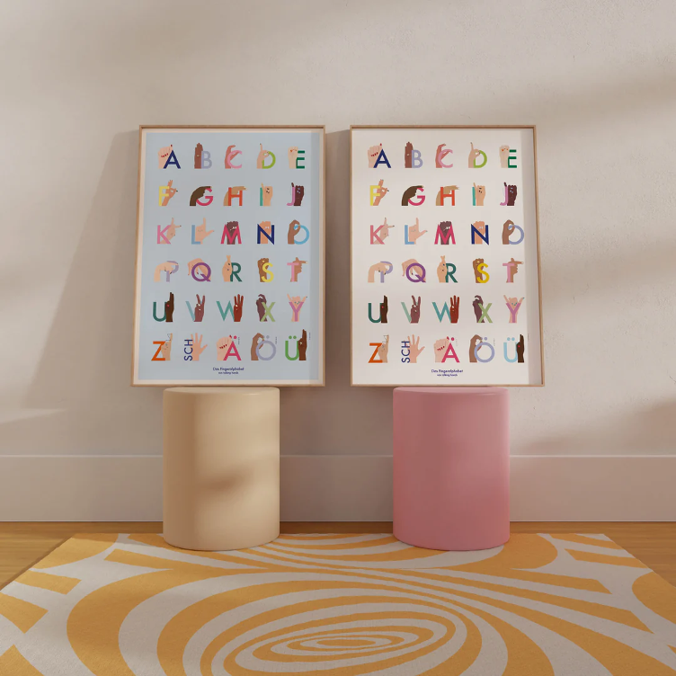 blaues Fingeralphabetposter - 1