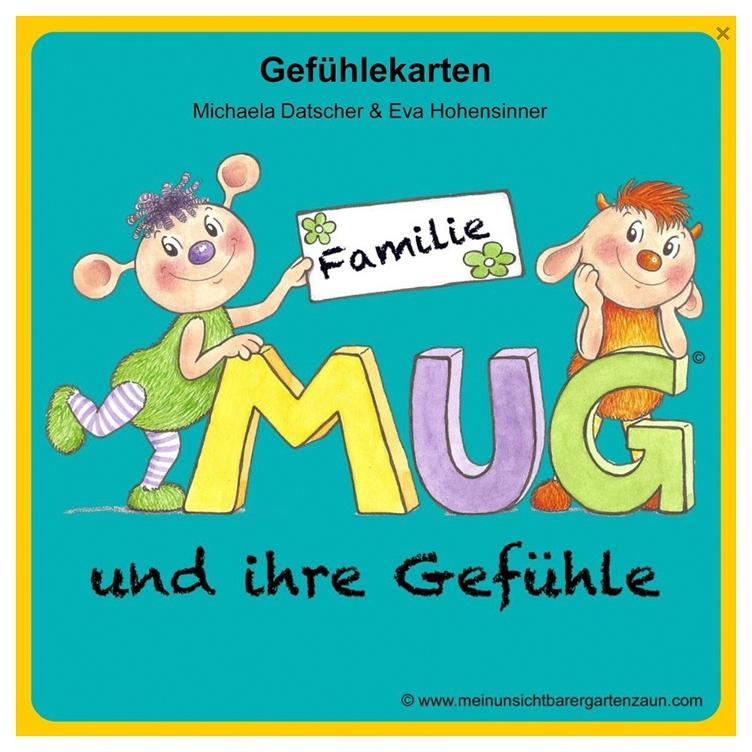 Familie MUG und ihre Gefühle - Gefühlekarten zum Buch 'Mein unsichtbarer Gartenzaun'