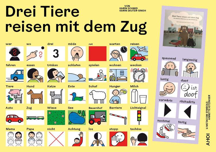 Kommunikationstafel zu 'Drei Tiere reisen mit dem Zug'