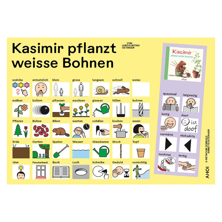 Kommunikationstafel zu `Kasimir pflanzt weisse Bohnen`