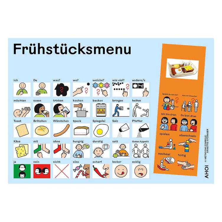 Kommunikationtstafel Frühstücksmenu