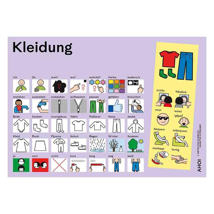 Kommunikationtstafel `Kleidung`