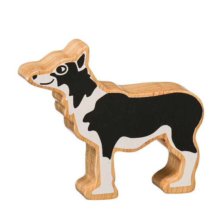 Holztier Hund schwarz & weiss