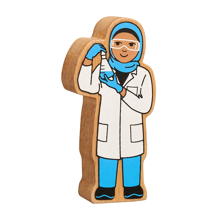 Holzfigur Wissenschaftler*in