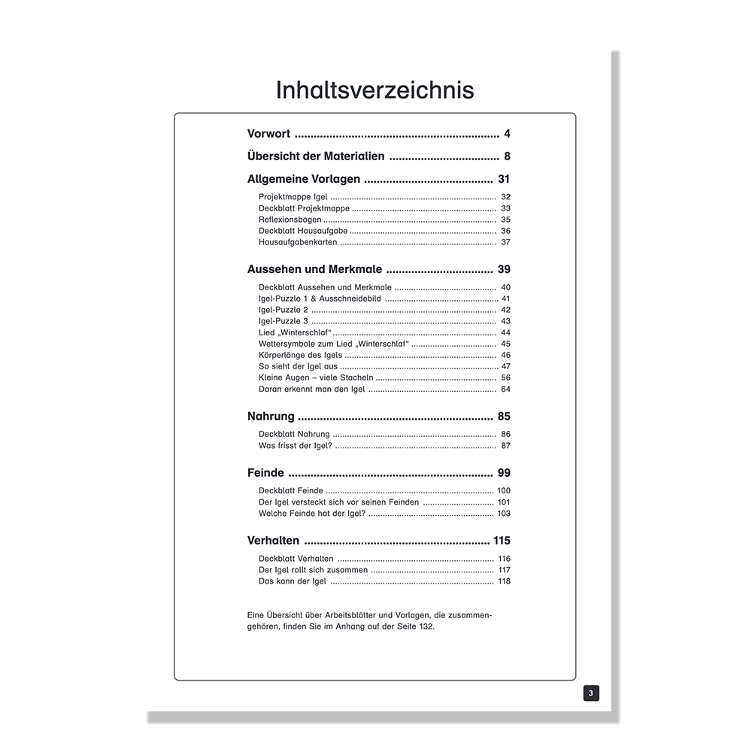 Projektmappe Igel Handlungsorientiert lernen und gestalten im Sachunterricht - 0