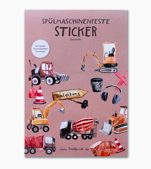 Spülmaschinenfeste Sticker Baustelle