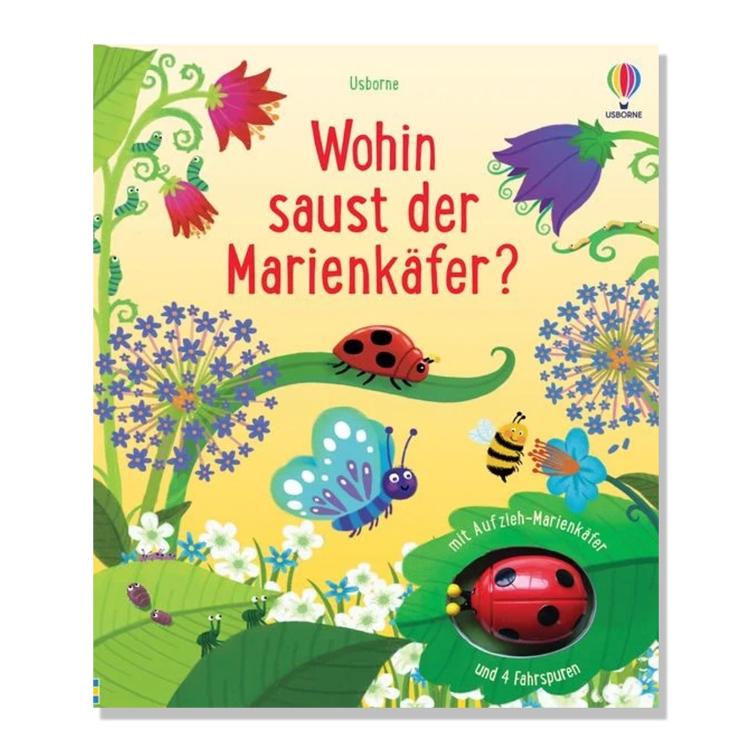 Wohin saust der Marienkäfer? mit Aufzieh-Marienkäfer und Fahrspuren